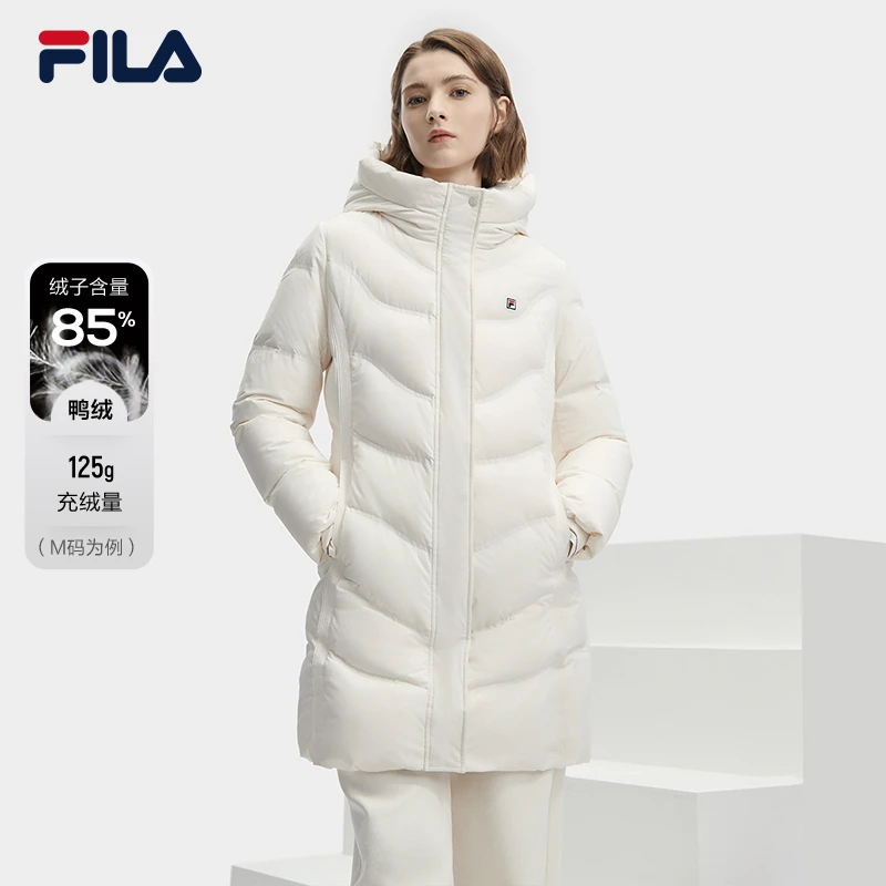 FILA斐乐官方中长款羽绒服2023冬新款休闲时尚羽绒服 F11W341910F