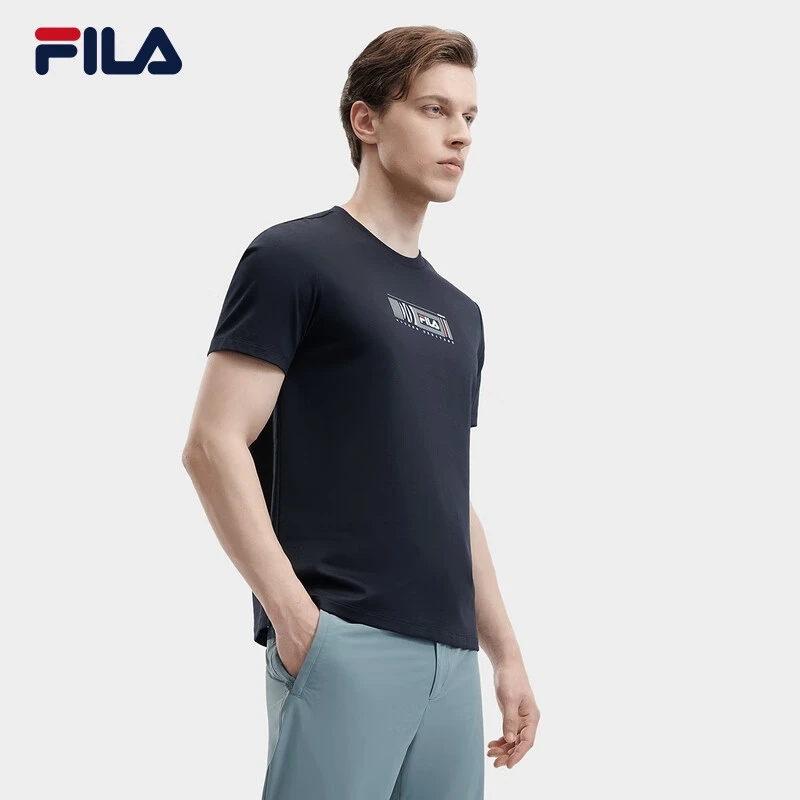 FILA 斐乐官方男针织短袖2024夏新款时尚休闲基础圆领F11M421110F
