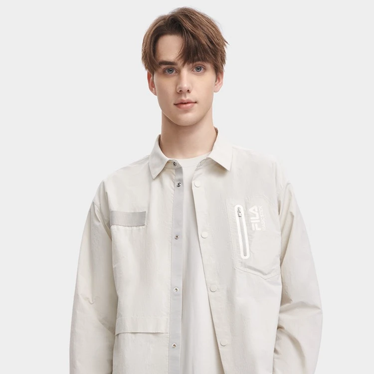 FILA X MAGICSTICK斐乐男子长袖衬衫新款梭织工装衬衫F11M329401F