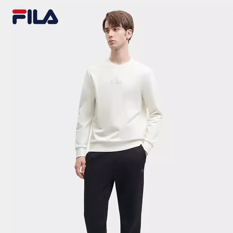 FILA斐乐男针织套头衫冬季新款时尚简约基础加绒卫衣 F11M348222F