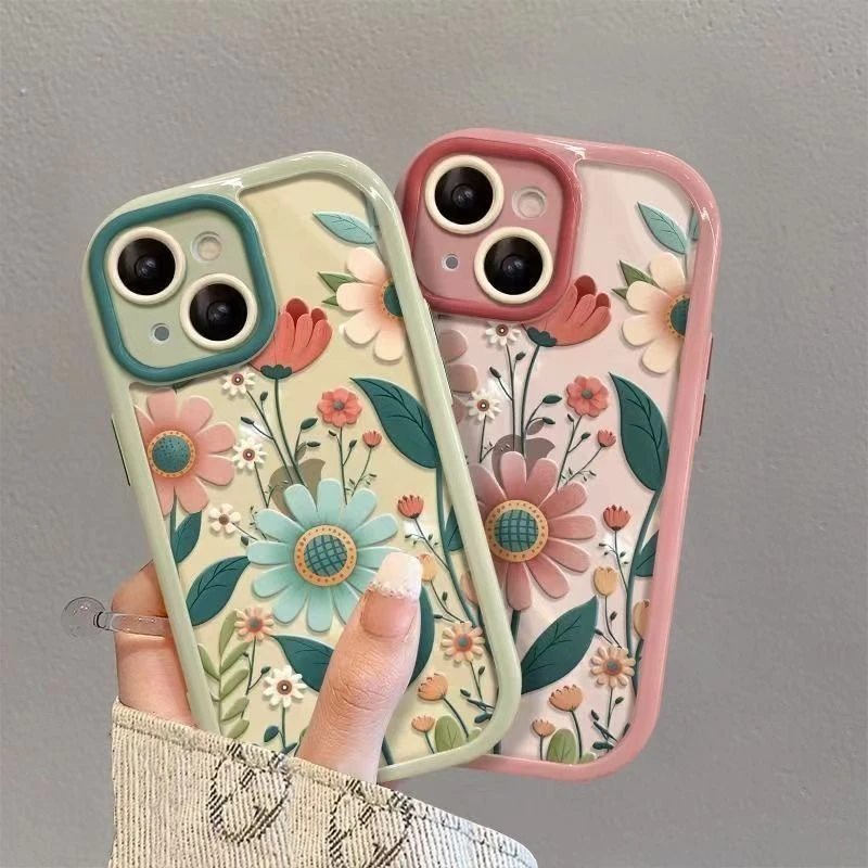 奶油壳复古太阳花苹果14手机壳iPhone14女13/12promax小众xs新款