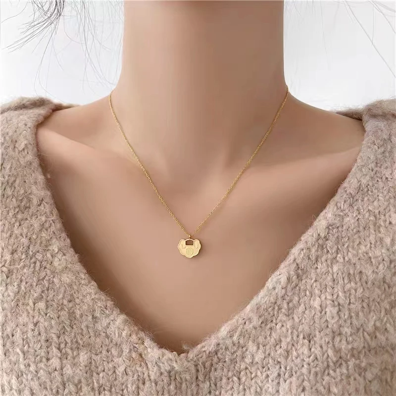 钛钢项链 A-162胖妹妹大码饰品时尚百搭轻奢气质加长平安锁项链