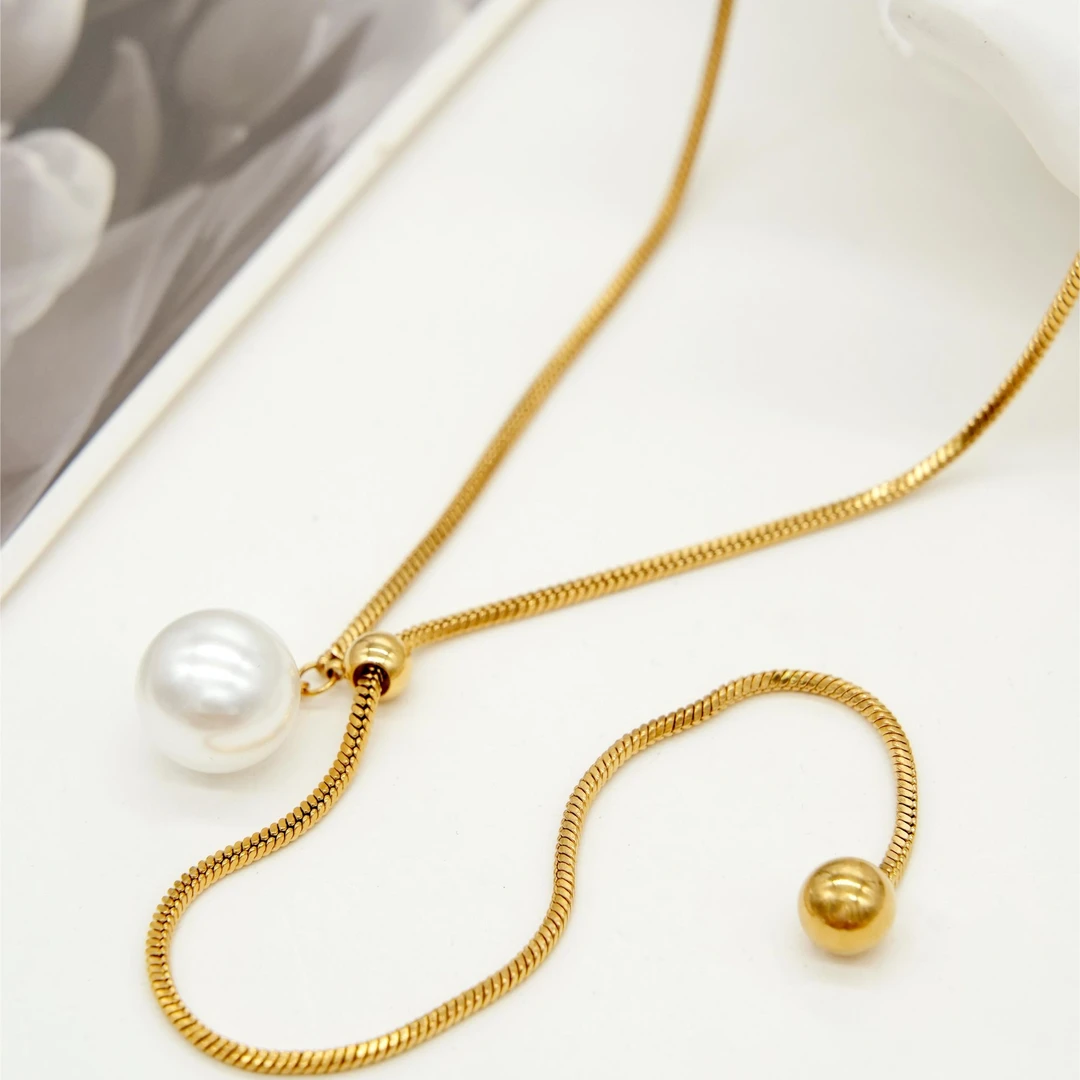 合金项链 A-349胖妹妹大码饰品时尚个性百搭轻奢珠珠可调节项链