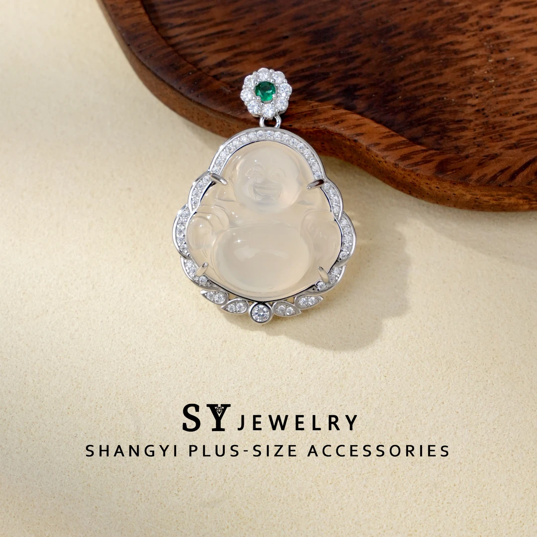 N-029胖妹妹大码饰品时尚百搭轻奢笑脸佛公吊坠