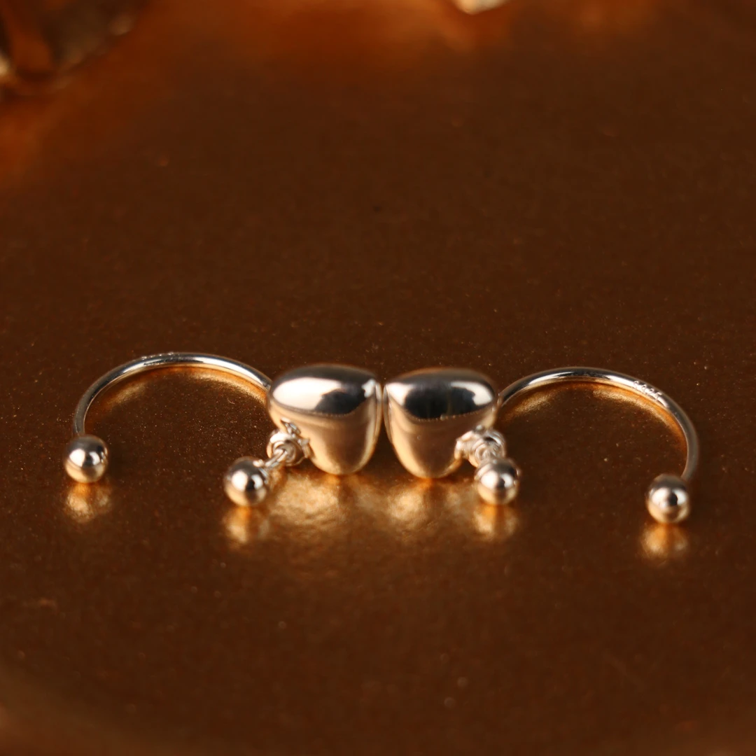 925银耳饰 J-007胖妹妹大码饰品简约轻奢时尚百搭爱心拧珠耳钉