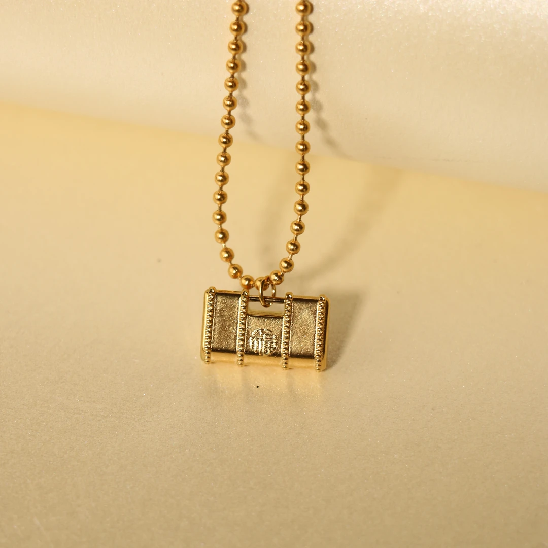 钛钢项链 A-181胖妹妹大码饰品时尚百搭轻奢气质加长珠链福锁项链