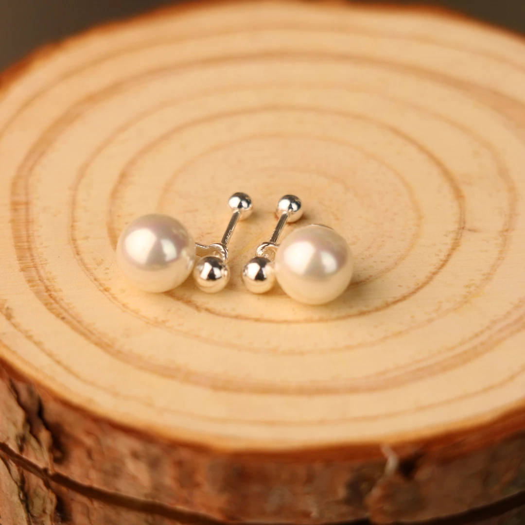 925银仿珍珠耳饰 J-004胖妹妹大码饰品时尚简约百搭球球拧珠耳钉