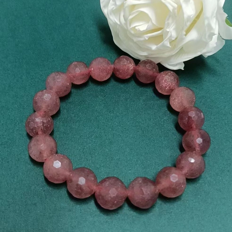 K-013胖妹妹大码饰品时尚百搭轻质加长切面草莓晶单圈手串