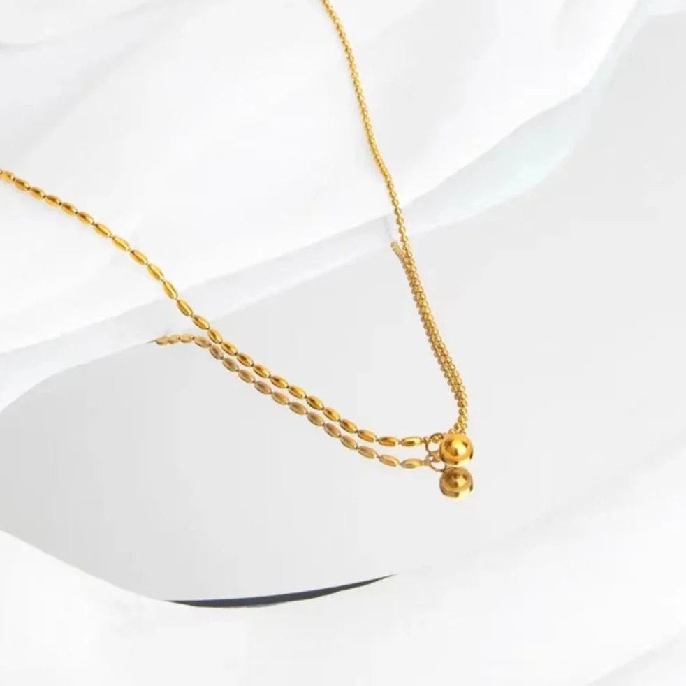 钛钢项链 A-166胖妹妹大码饰品时尚百搭轻奢简约加长米粒豆豆项链