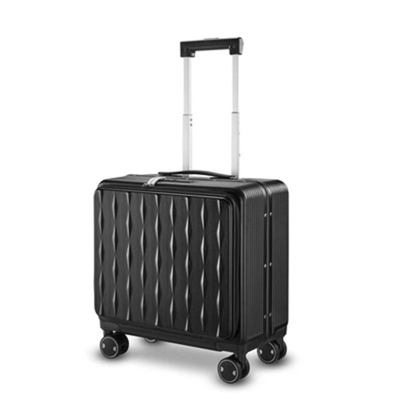 十字行家铝框拉杆箱万向登机旅行箱18寸时尚旅行出差行李箱前开盖