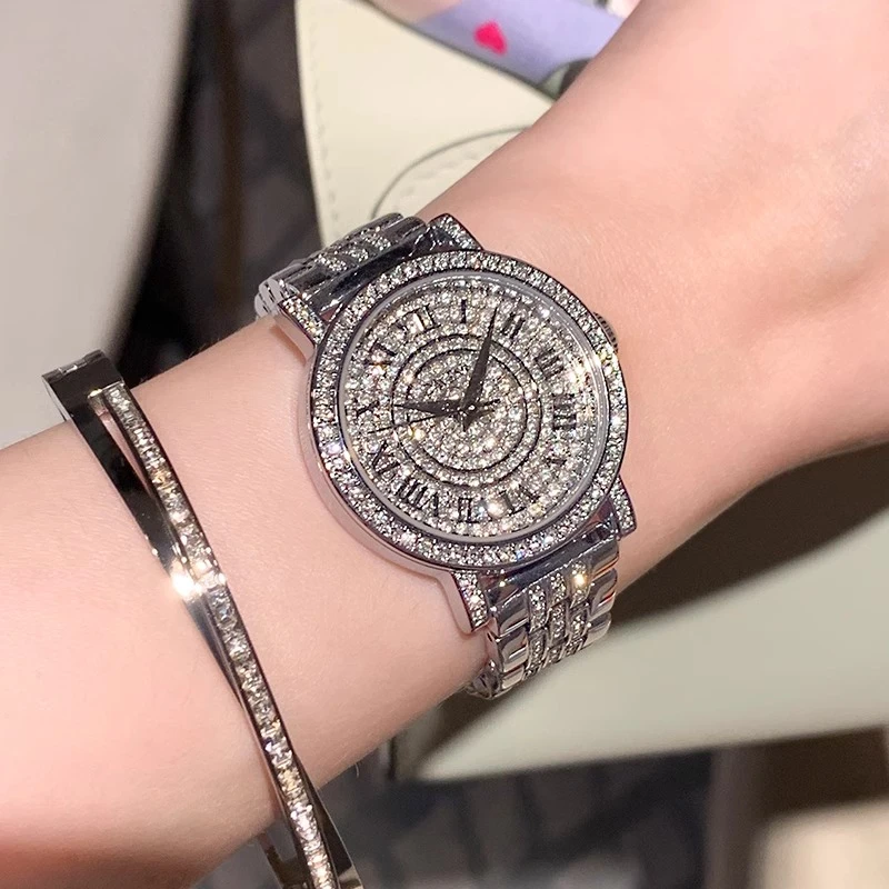 davena满天星满钻女款轻奢气质时尚镶钻防水小众百搭经典女士腕表