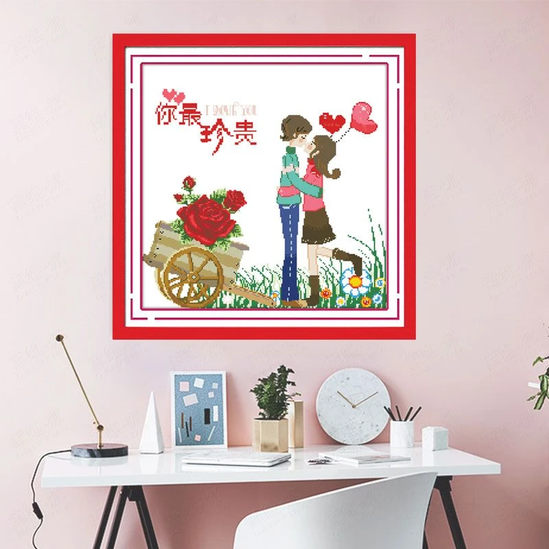 情侣新款十字绣送男友简单绣人物卧室房间2025年浪漫手工制作礼物