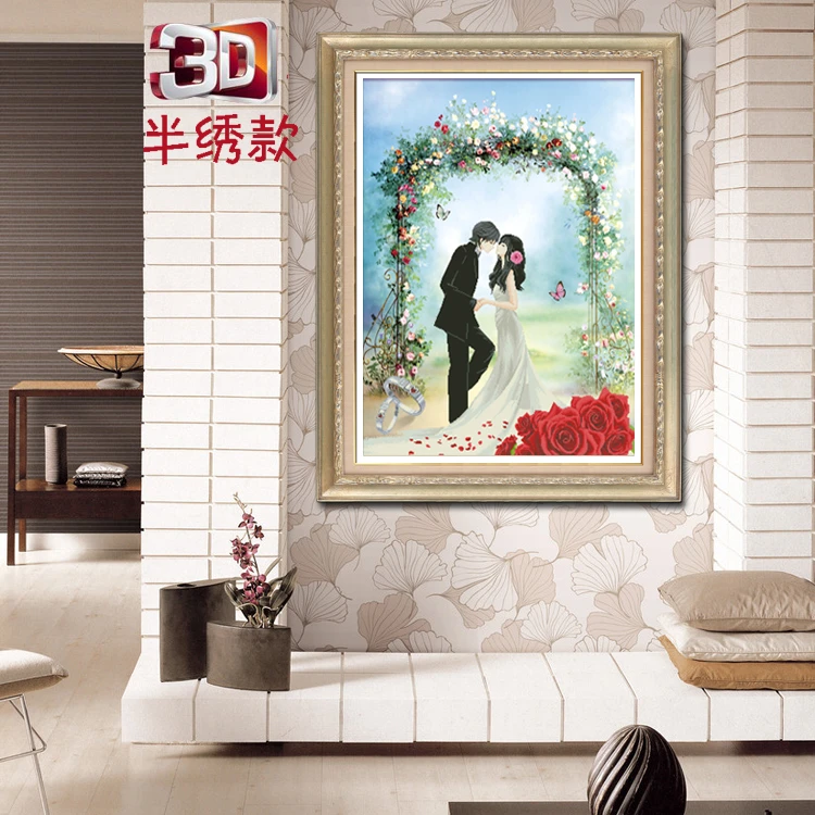 3d十字绣婚纱结婚用的新款婚礼2025情侣卧室线绣浪漫新婚系列婚房