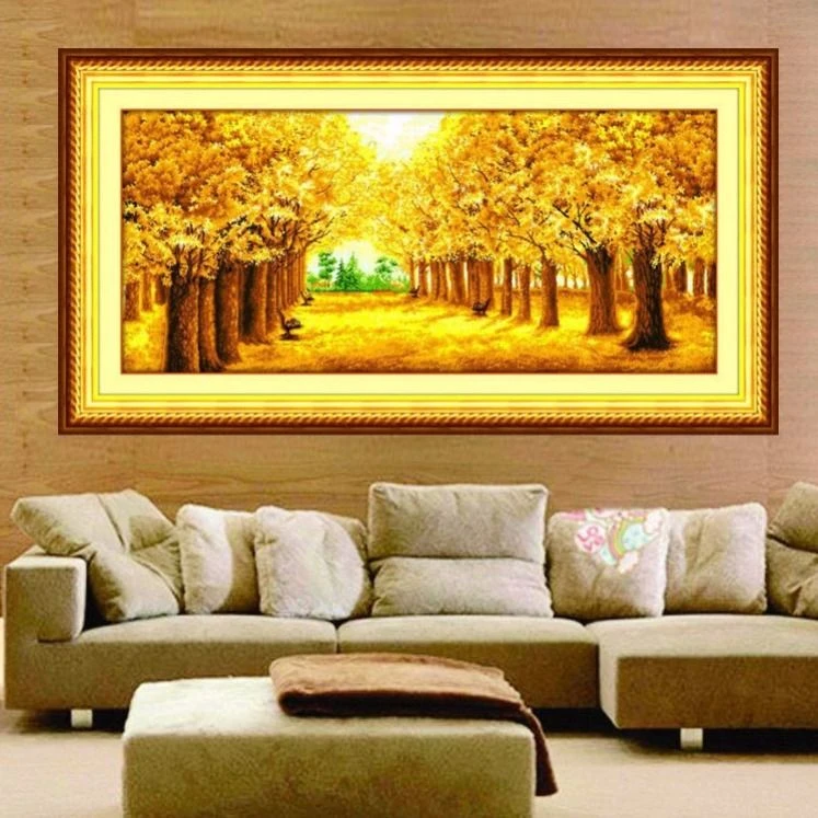 高清印花十字绣2025新款黄金满地客厅全绣线绣正品简单大方满绣