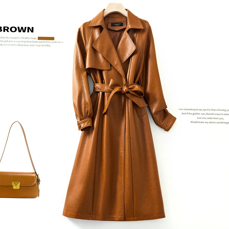 【小易优选】海宁真皮皮风衣女长款大衣过膝绵羊皮皮衣外套女8866