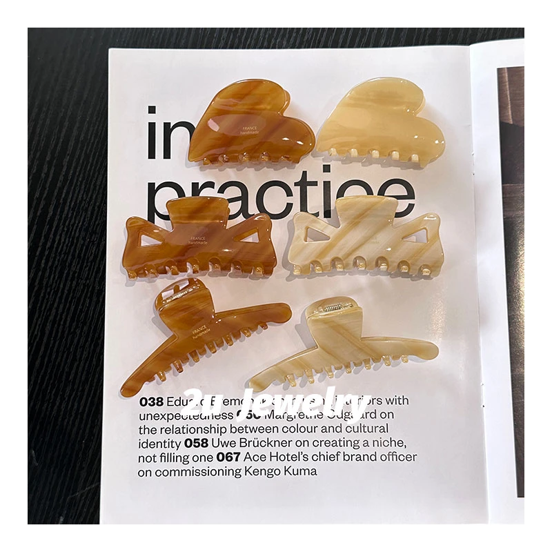 2UJEWELRY韩国France金标焦糖中号发抓新款ins盘发鲨鱼夹头饰抓夹