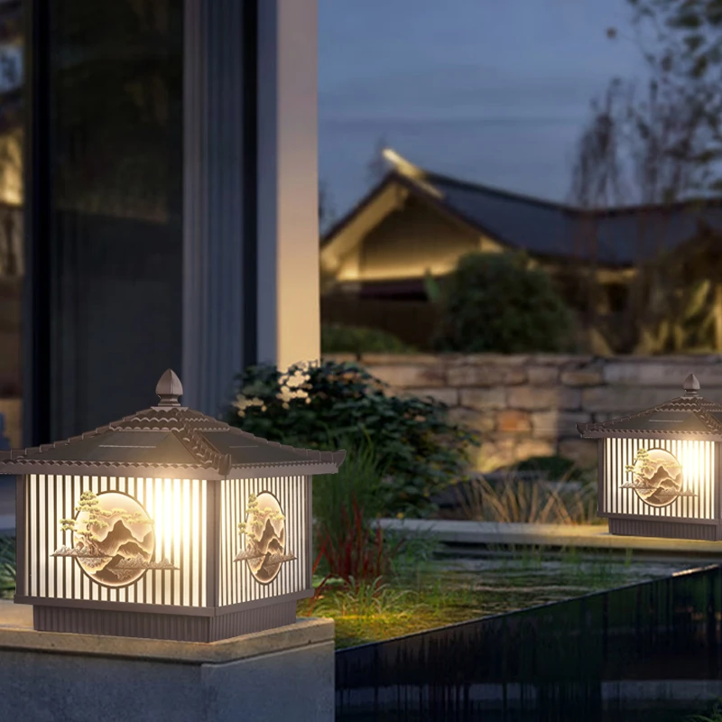 太阳能户外庭院灯家用室外庭院灯别墅门柱灯围墙柱子灯柱头灯防水