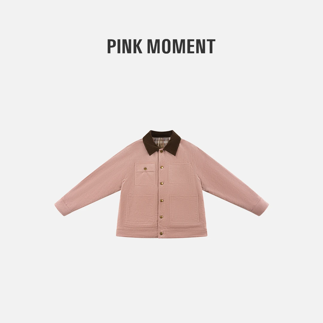 PM王囡囡 “元气蜜桃” 粉咖拼色少女风夹克外套 NC1D1079