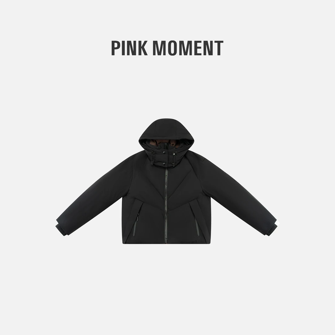 PM “肯豆风羽绒”黑色带扣帽子外套 NC1C0338