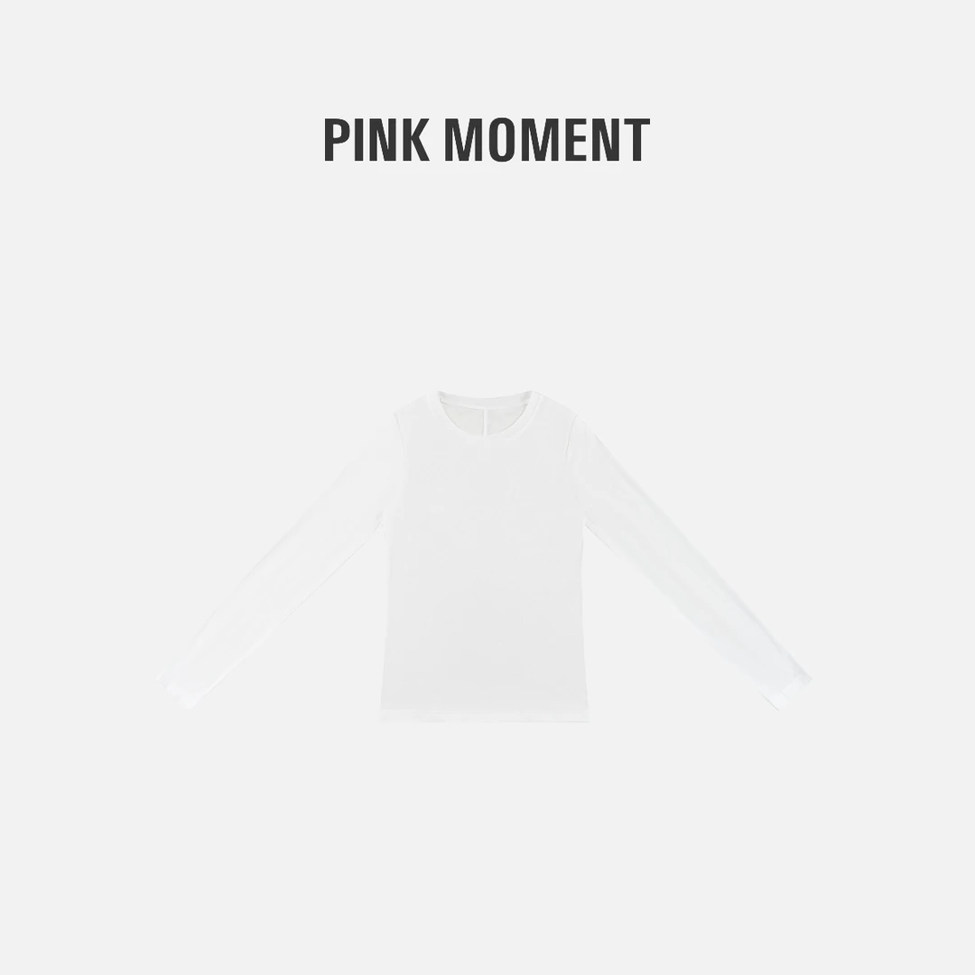 PM王囡囡 “面膜t” 白色圆领打底长袖T恤 NC1D1144