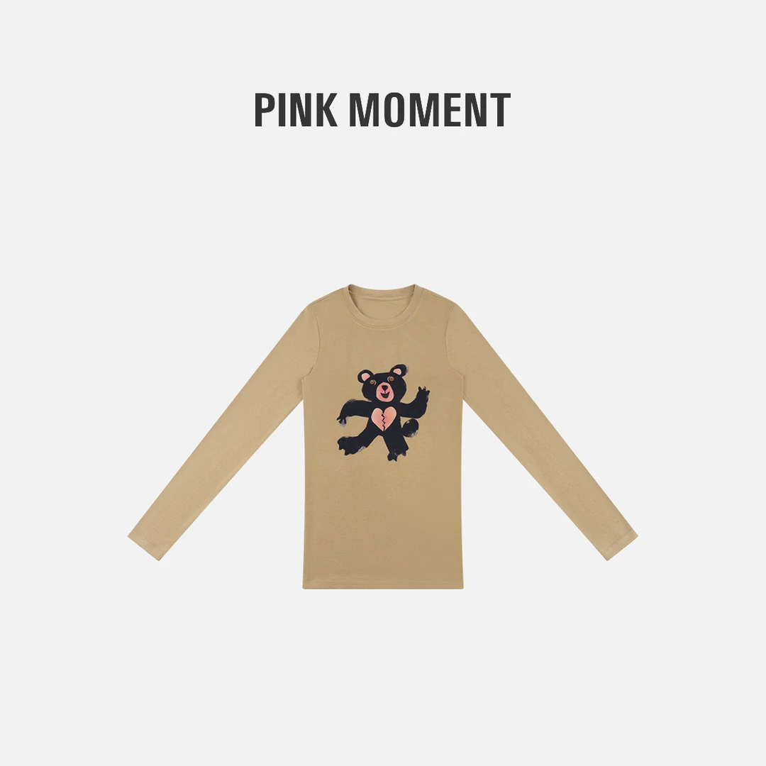 PM “伤心巧克力熊” 卡其色可爱搞怪小熊圆领长袖 NC1D0570