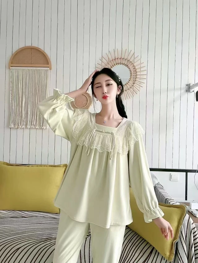 秋冬新款蕾丝海岛绒舒适甜美公主风睡衣