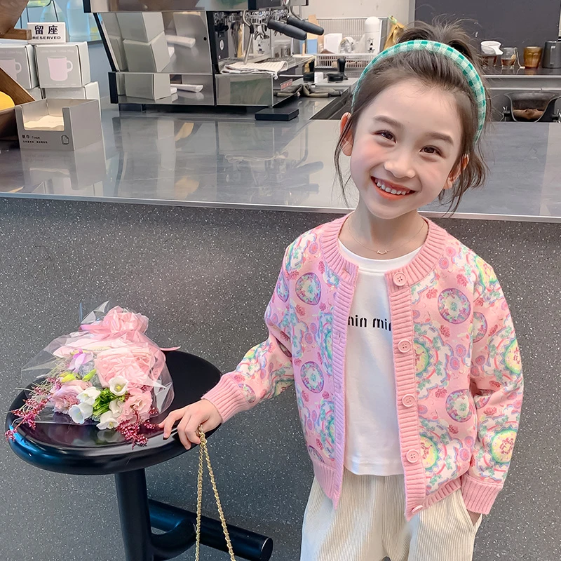 女童秋冬季外套新款儿童加绒针织开衫休闲春秋上衣毛衣直播K2527