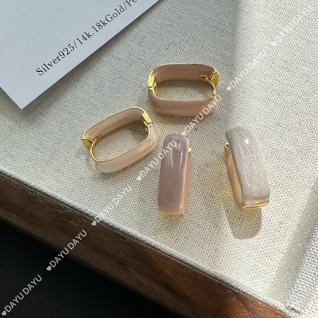 铜合金耳饰 DAYU【流光】方形简约耳扣THJ023