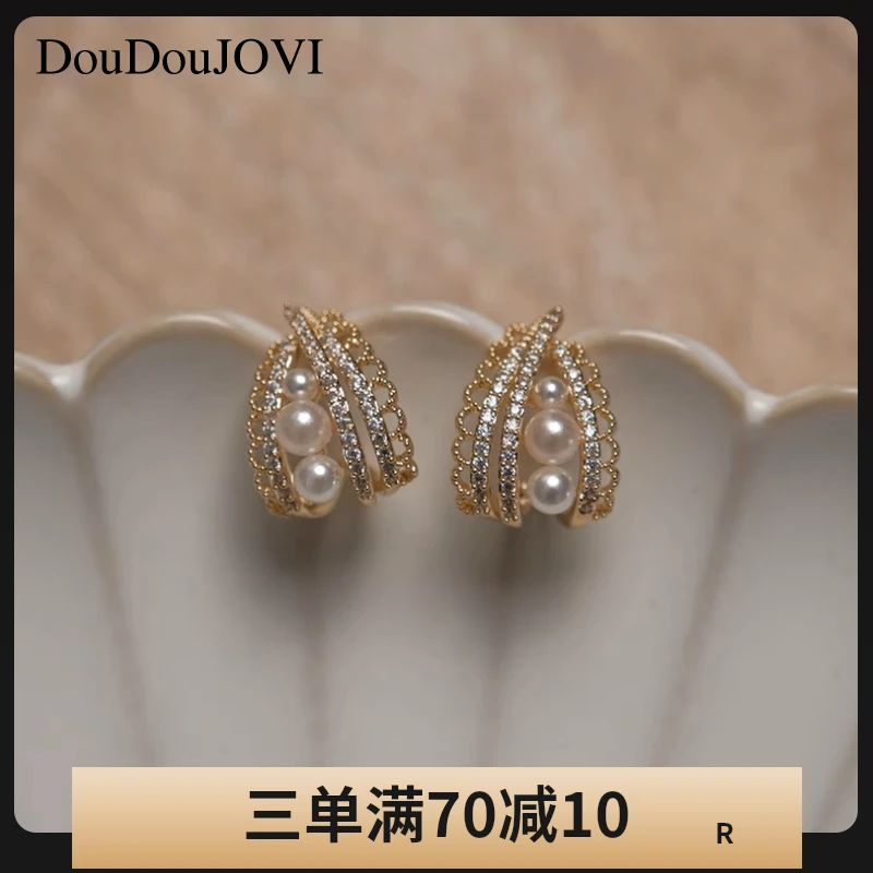 铜合金耳饰 卡斯帕仿珍珠耳环女小众高级无耳洞耳夹法式复古宫廷