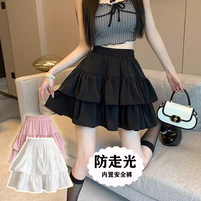 女童半身裙夏款百褶裙黑大儿童女孩短裙夏季A字蛋糕裙小女孩裙子