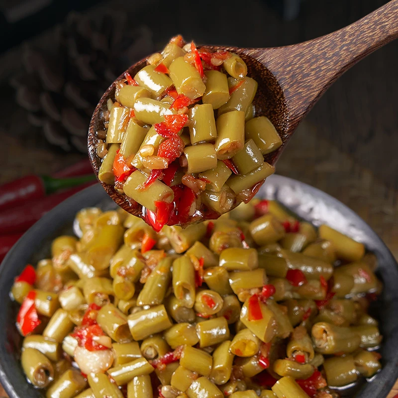 香辣入味正宗农家风味老坛纯手工腌制下饭拌饭剁椒酸豆角新鲜瓶装