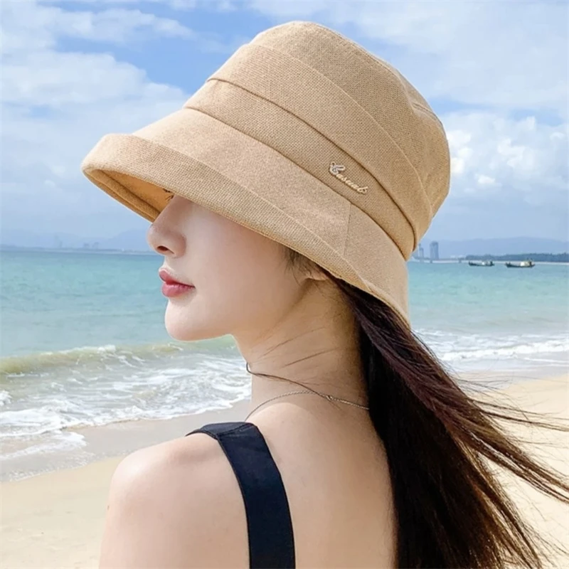 渔夫帽女夏季薄款休闲百搭日常出游遮阳帽卷边英伦复古显脸小盆帽