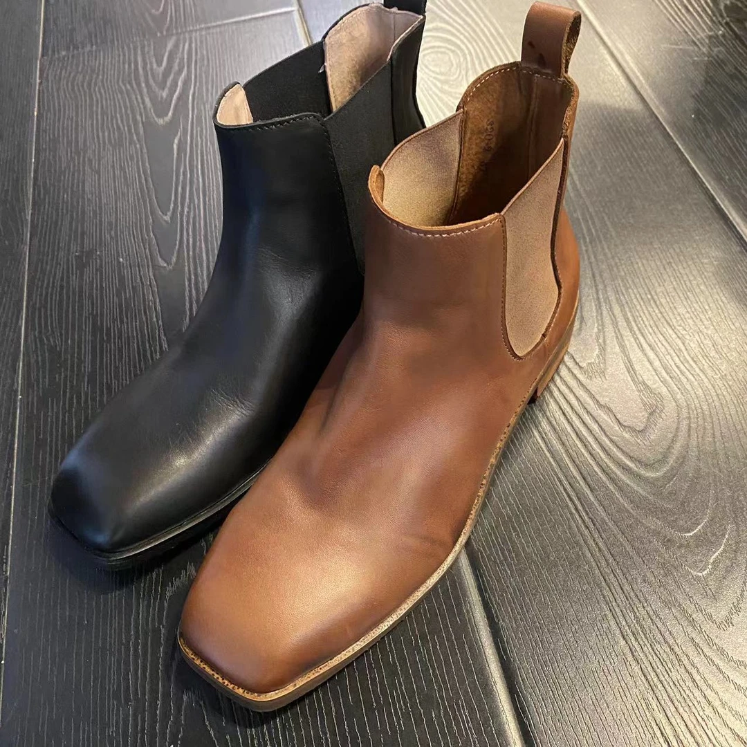 320-2低跟方头靴子女鞋切尔西短靴