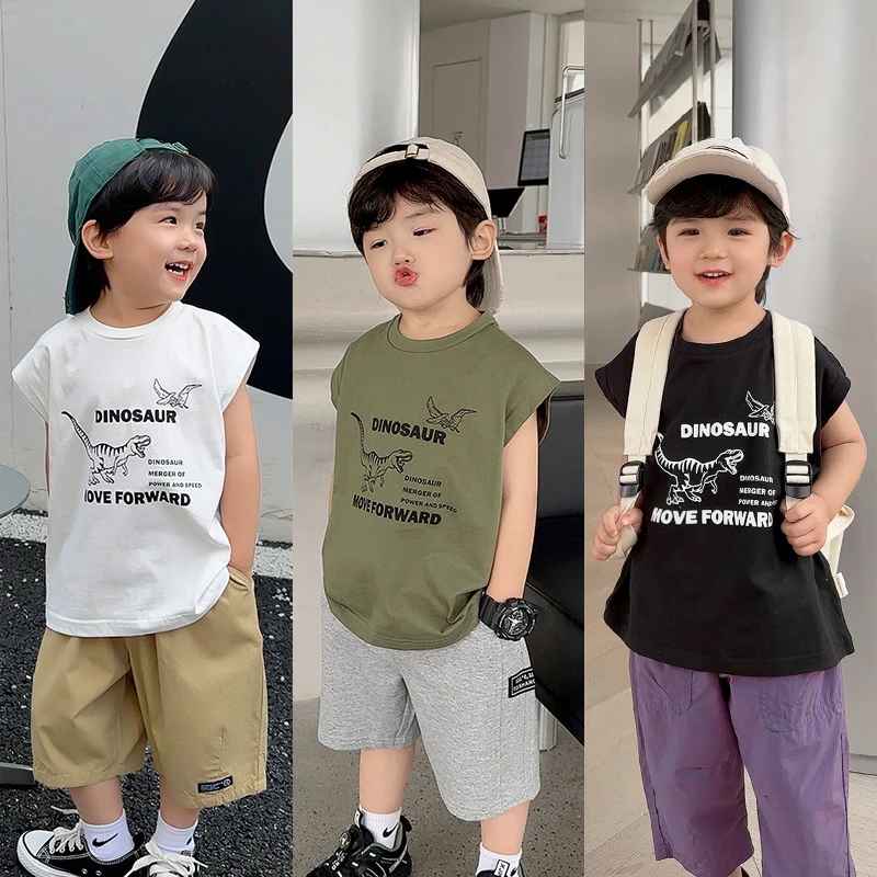 X4396男童卡通背心无袖夏装夏新款婴儿童装宝宝小童夏季上衣潮薄