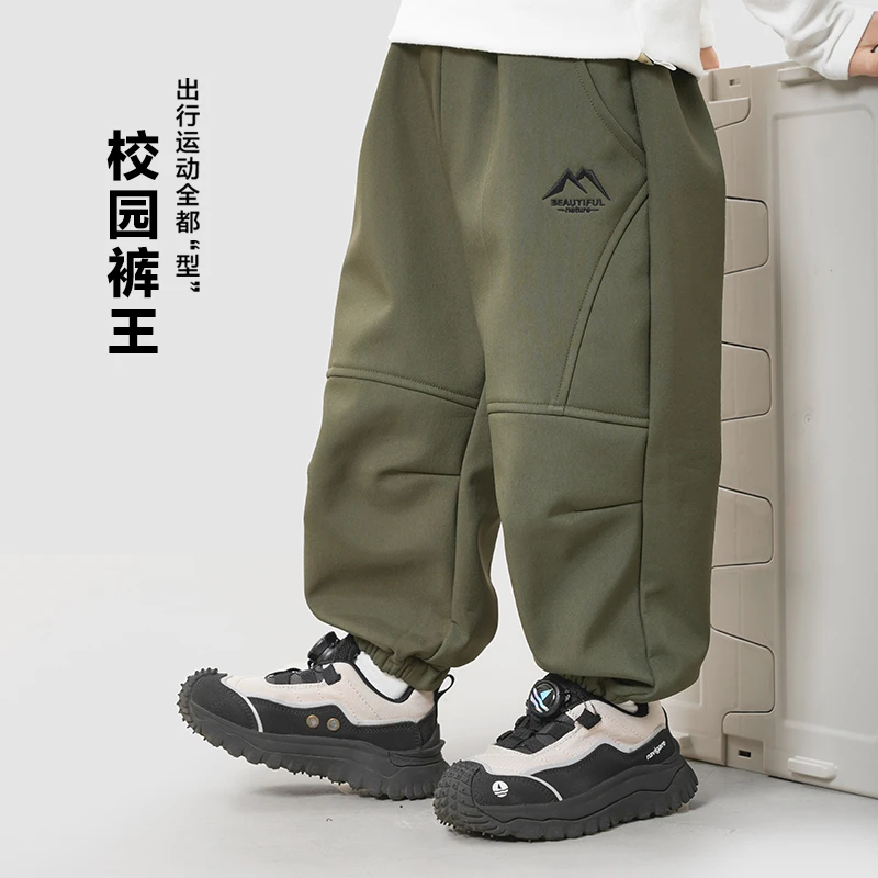 【清仓】男童加绒裤子秋冬新款婴儿宝宝童装洋气户外长裤X4775