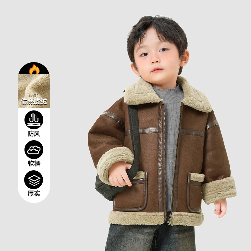 男童加绒外套冬装冬款新款儿童宝宝洋气棉衣保暖上衣X4745