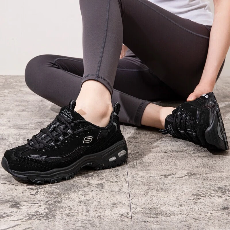 斯凯奇秋季新款女鞋经典熊猫鞋透气增高老爹鞋软底软面穿上超舒服