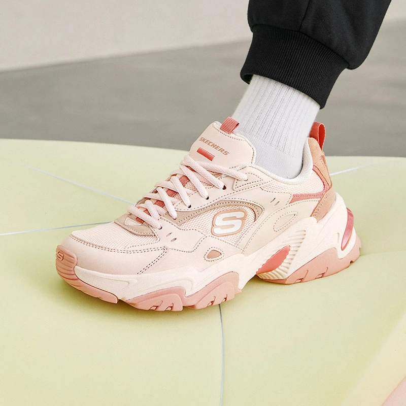 斯凯奇【二代机甲鞋】粉色彩霞机能百搭老爹鞋女款熊猫鞋潮流运动风