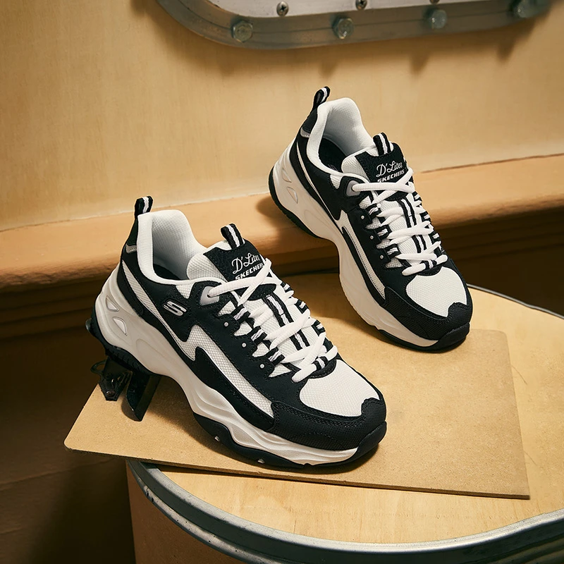 SKECHERS/斯凯奇【闪电熊】女鞋夏季款轻便厚底熊猫减震低帮鞋新款