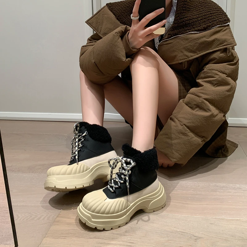 【Auuuu】保ming秋冬新款短筒雪地靴时尚休闲秋冬松糕底雪地靴女