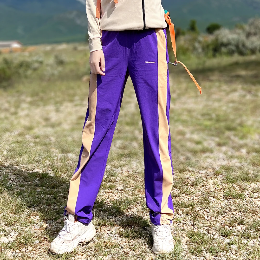 雪丘岛户外秋季新品休闲直筒速干裤宽松显瘦徒步登山阔腿长裤女款