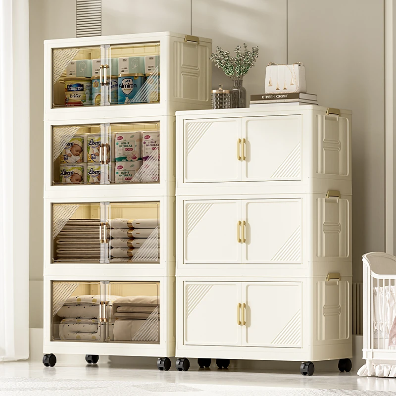 安家日记【55面宽4层】折叠收纳柜多层家用免安装零食柜儿童玩具