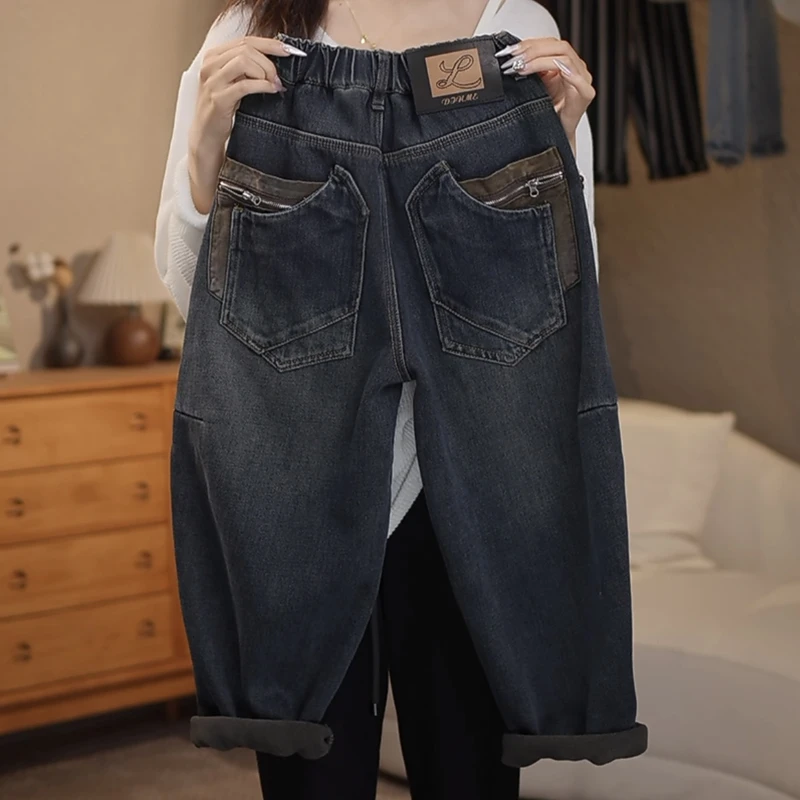 男童秋冬牛仔裤加厚加绒款2024新款儿童裤子中大童直筒裤男孩休闲