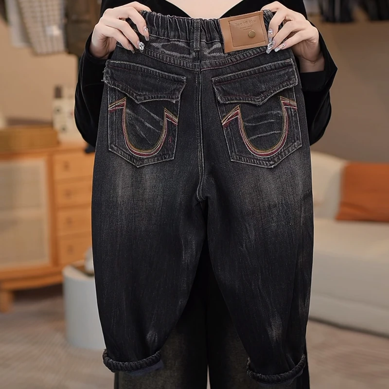 秋季新款儿童牛仔裤加绒加厚一体绒宽松休闲时尚百搭款男童直筒裤
