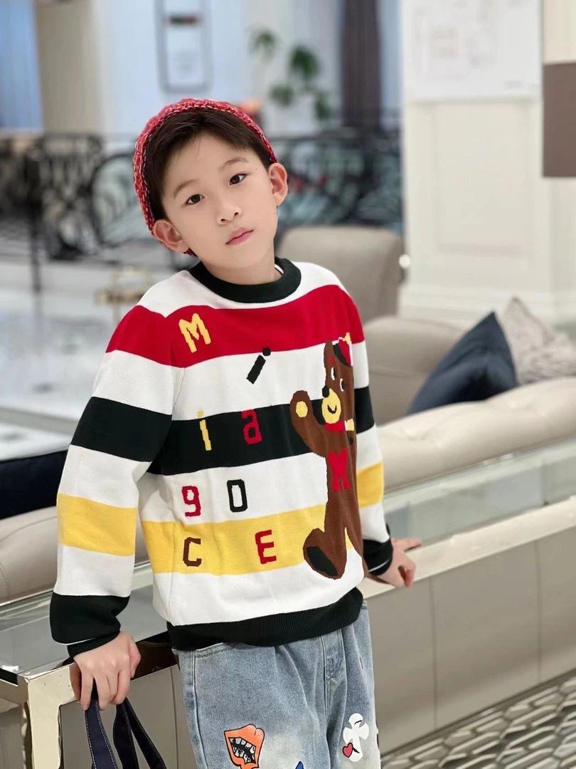 -潮牌童装定制“欢乐熊宝儿”儿童限量款冬季毛衣65628