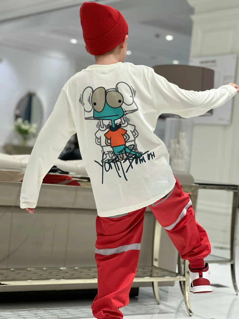 -潮牌童装定制”大眼萌”儿童春秋限量款长袖T恤82503