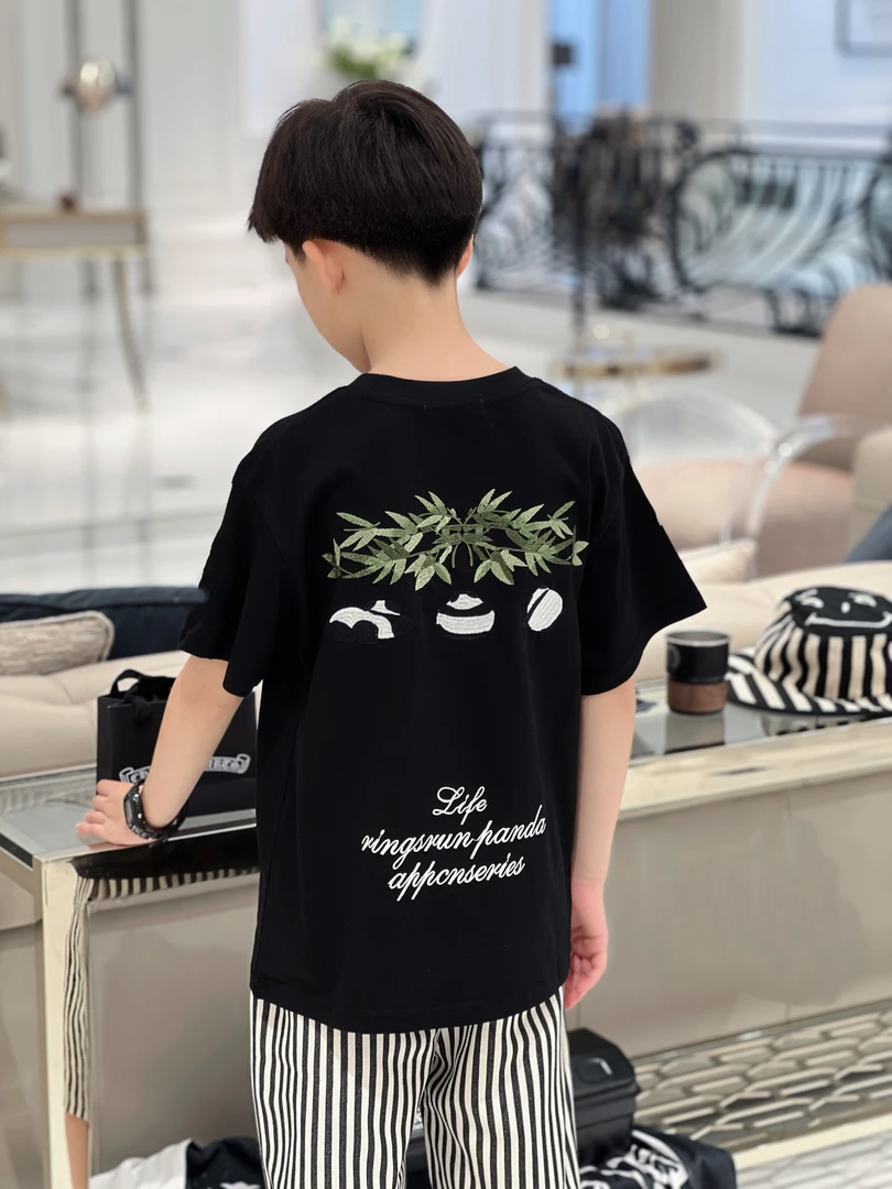 潮牌童装定制”绿植乖巧”儿童春秋短袖87978