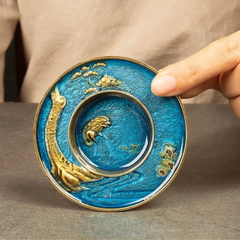 【茶器甄选】墨匠珐琅彩闲云野鹤杯垫