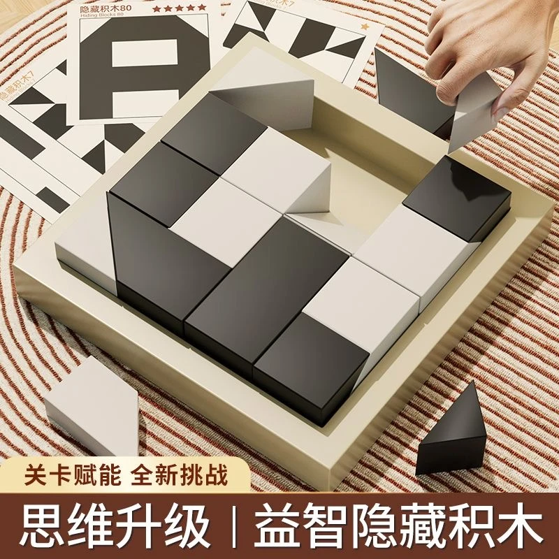 益智隐藏积木拼图玩具锻炼儿童空间思维想象能力亲子互动进阶玩具