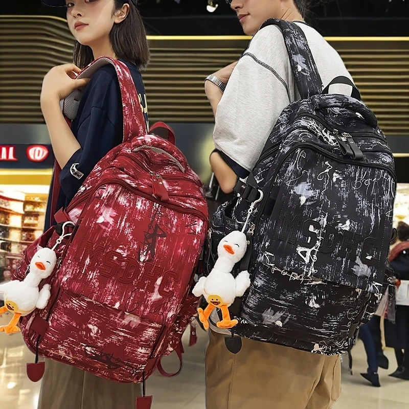 国风潮牌双肩包男款大学生书包女初中生高中生轻便大容量旅行背包